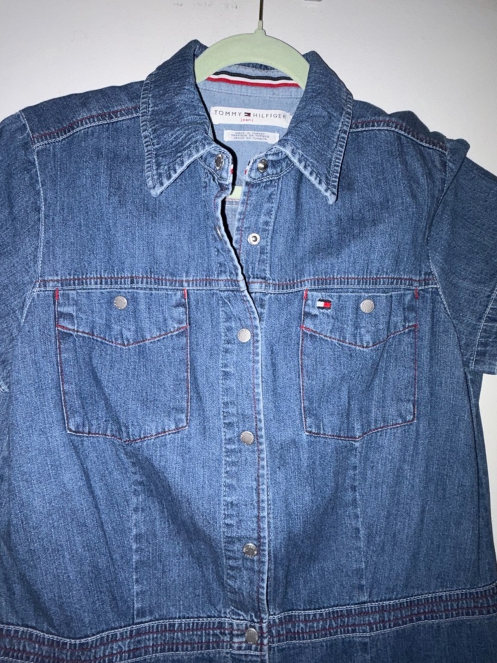 Vintage Tommy Hilfiger Blue Denim Button-Up Shirt Dress - Picture 3 of 9